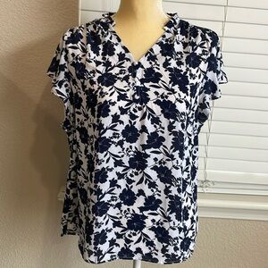 Counterpart, blue and white blouse